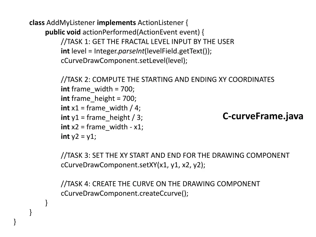 class addmylistener implements actionlistener