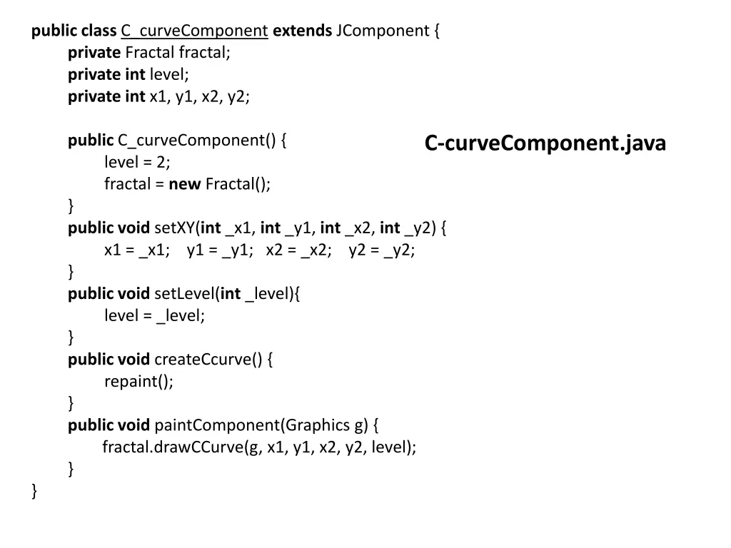 public class c curvecomponent extends jcomponent