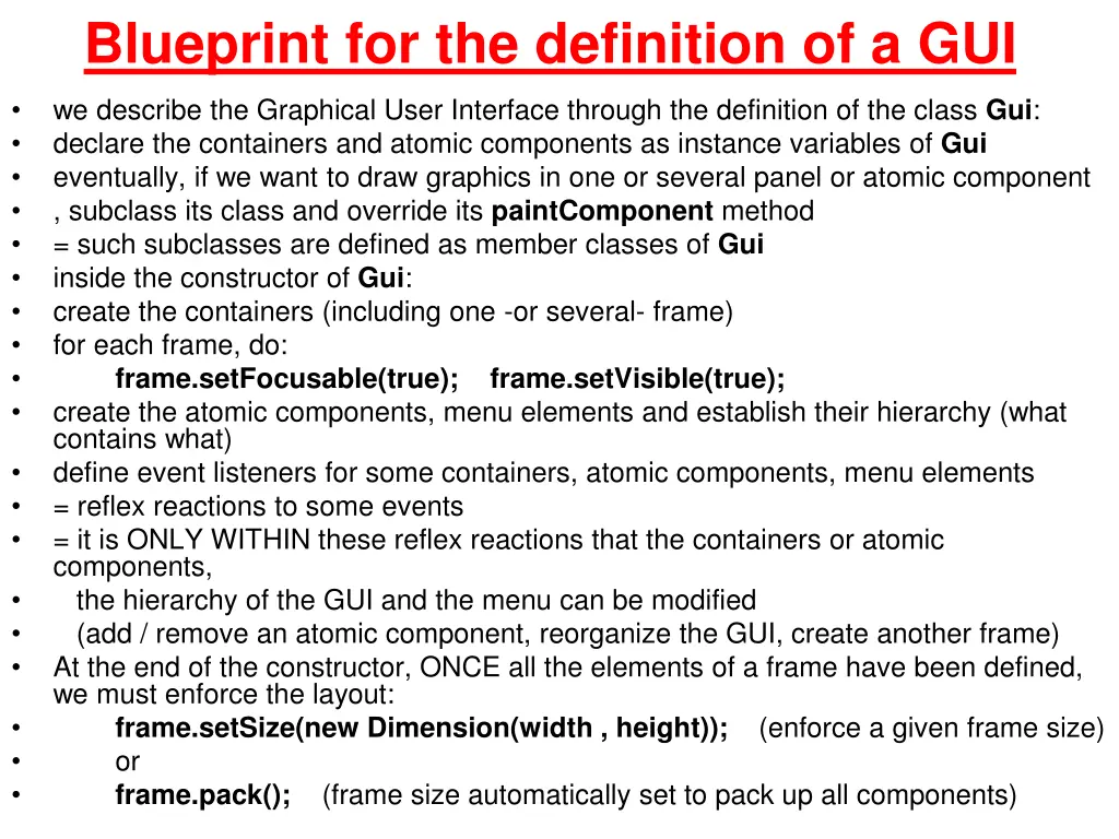 blueprint for the definition of a gui