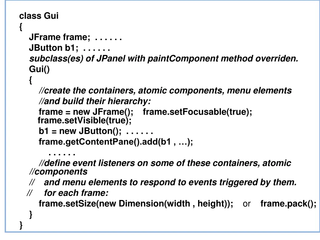 class gui jframe frame jbutton b1 subclass