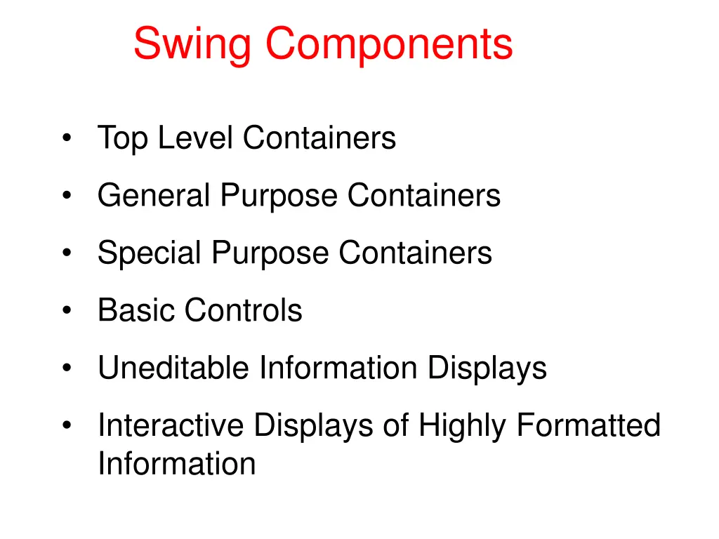 swing components