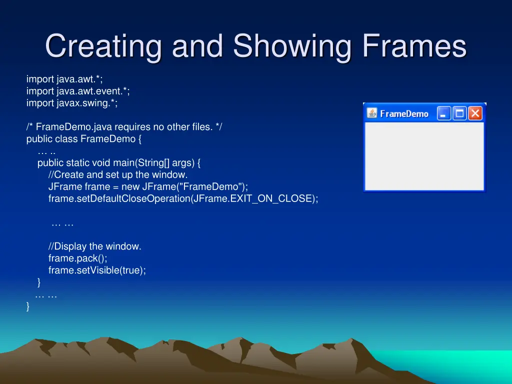 creating and showing frames