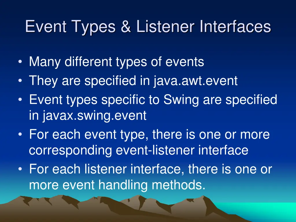 event types listener interfaces