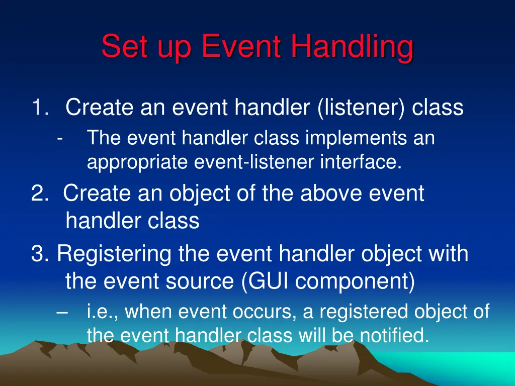 set up event handling