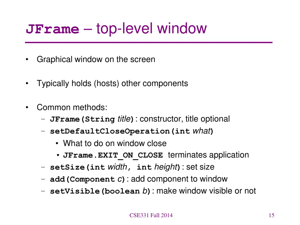 jframe top level window