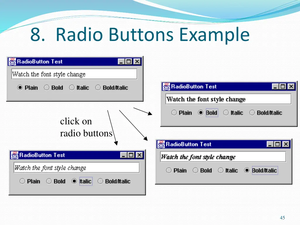 8 radio buttons example