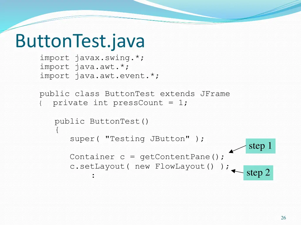 buttontest java import javax swing import java