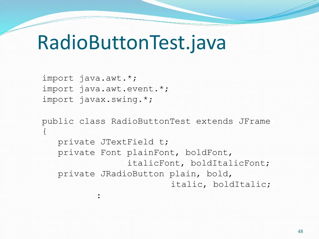 radiobuttontest java