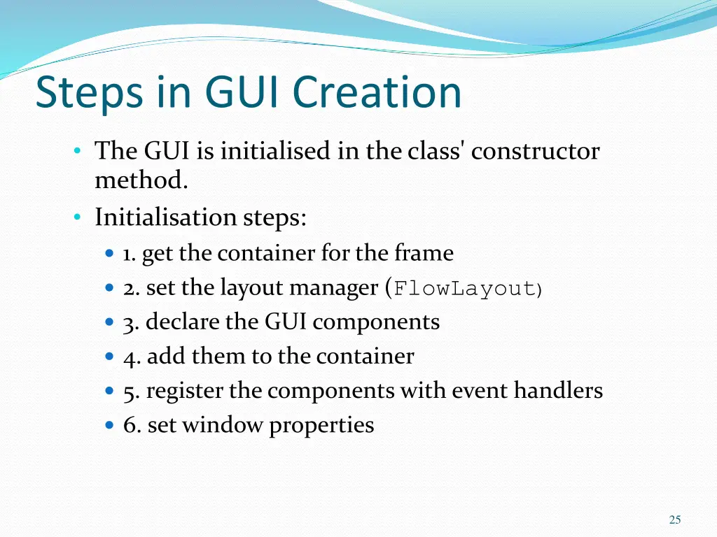 steps in gui creation