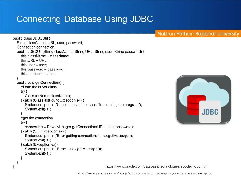 connecting database using jdbc