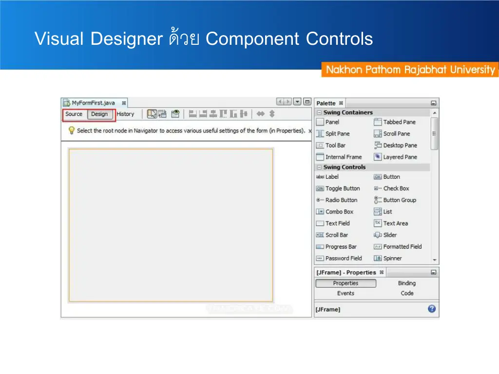 visual designer component controls