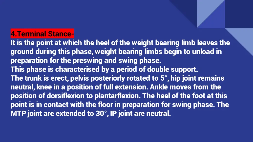 4 terminal stance it is the point at which