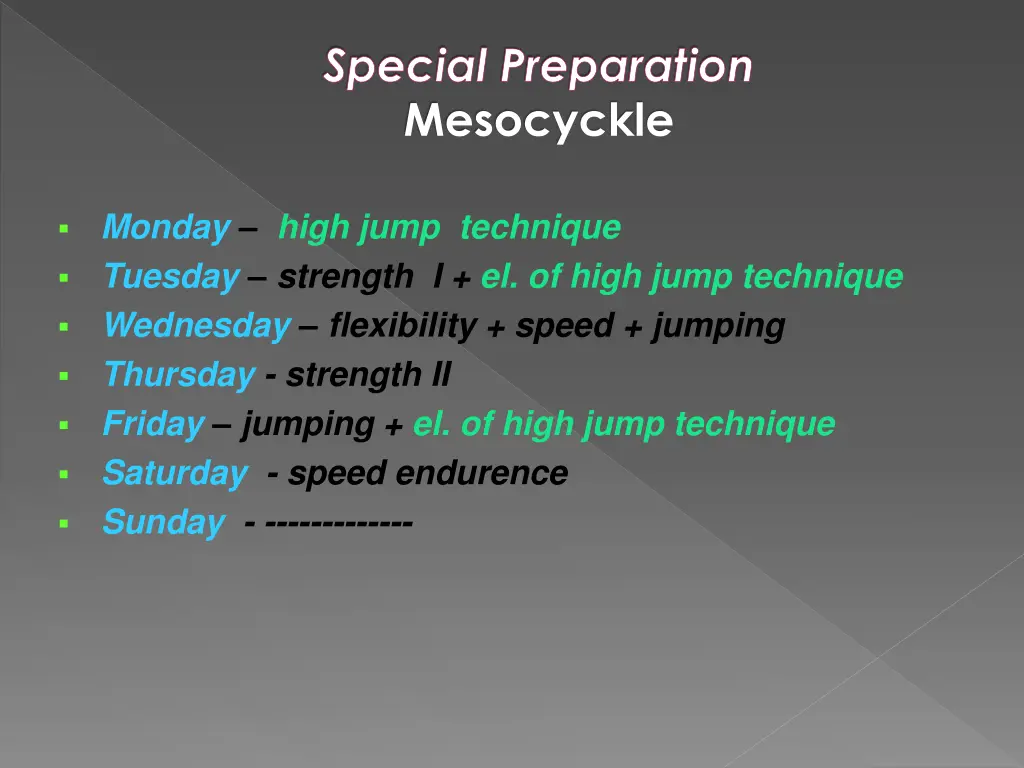 special preparation mesocyckle