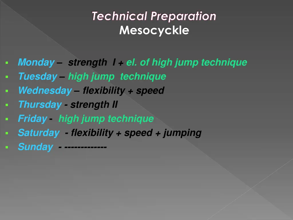 technical preparation mesocyckle