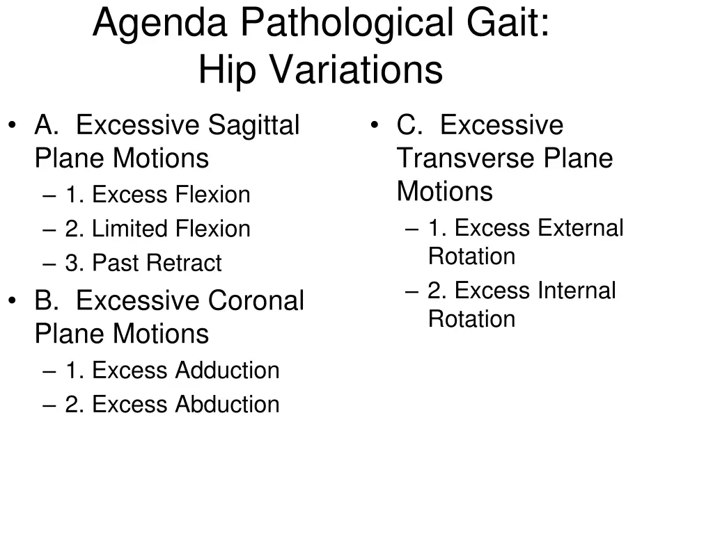 agenda pathological gait hip variations