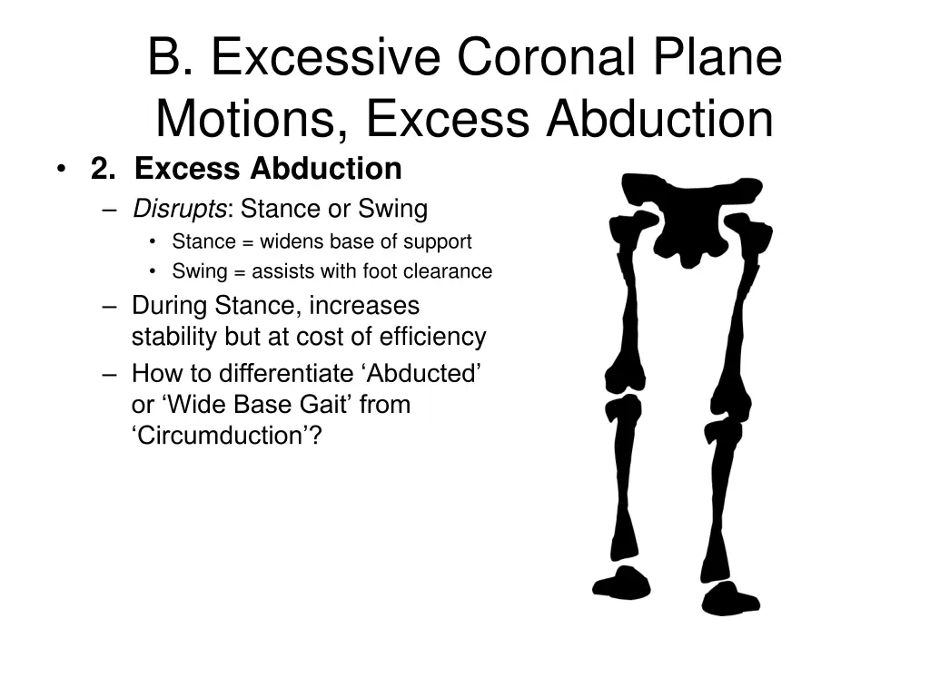 b excessive coronal plane motions excess 1