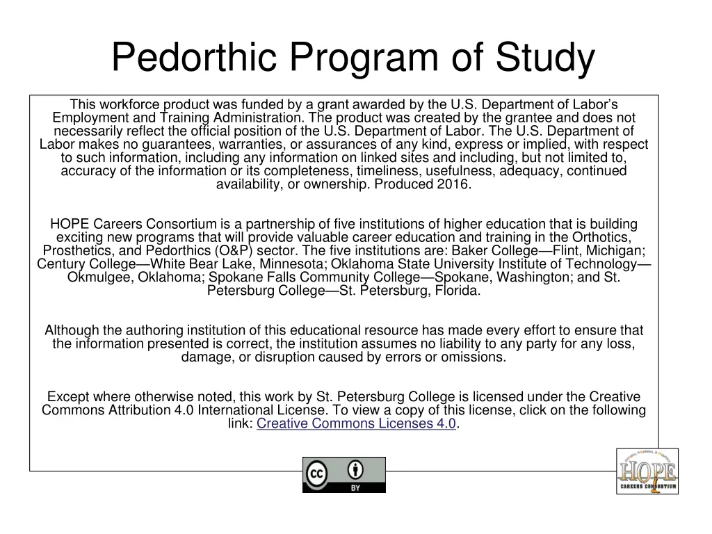 pedorthic program of study