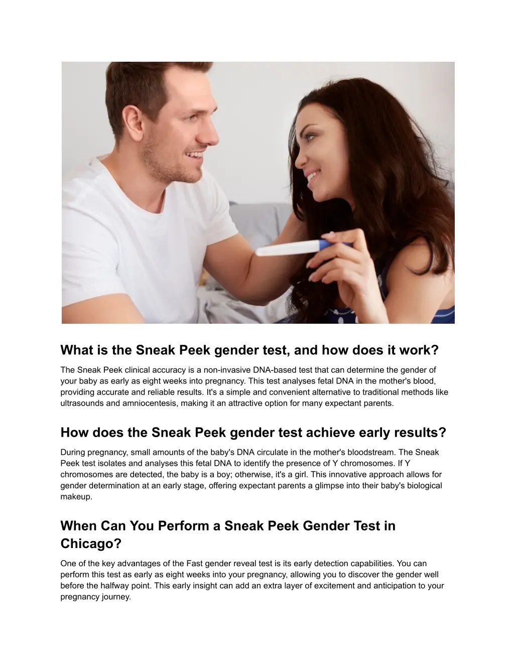 what is the sneak peek gender test and how does