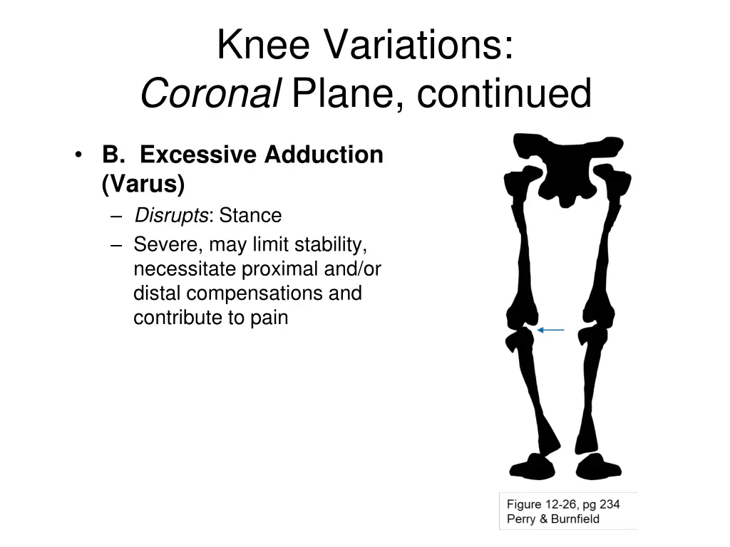 knee variations coronal plane continued