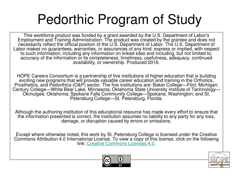 pedorthic program of study