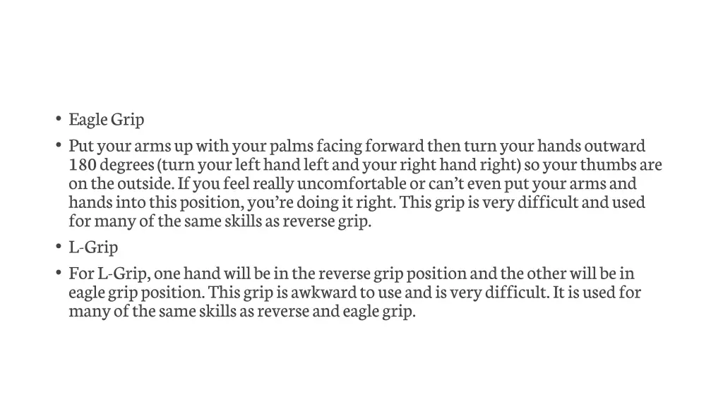 eagle grip put your arms up with your palms