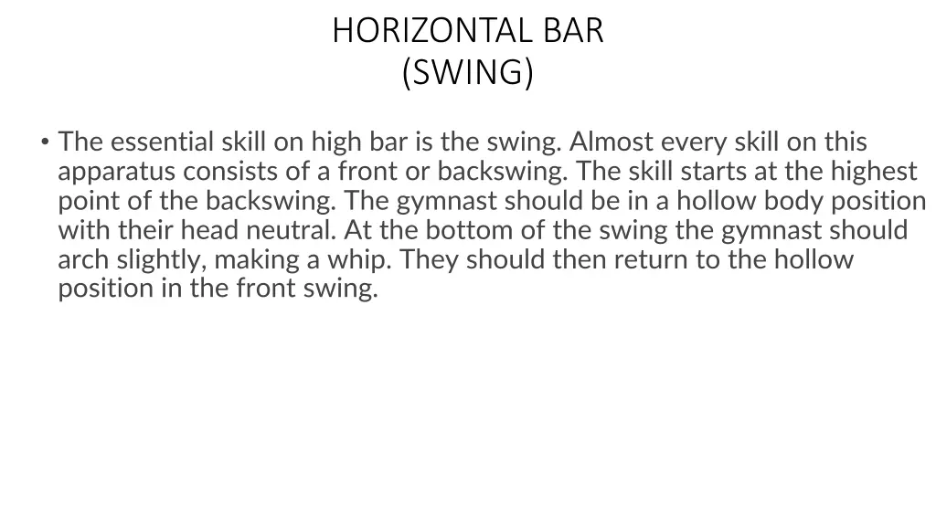 horizontal bar swing