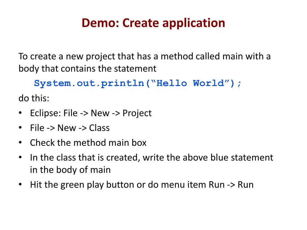 demo create application