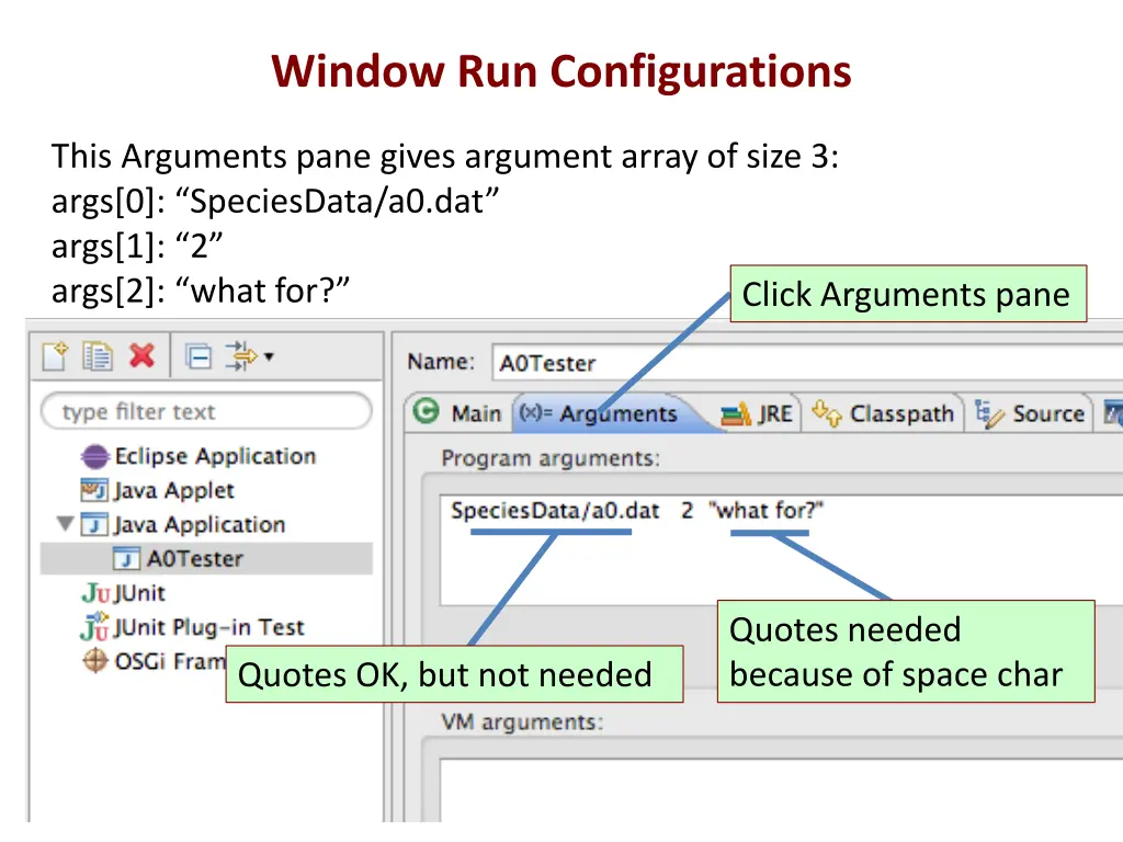 window run configurations