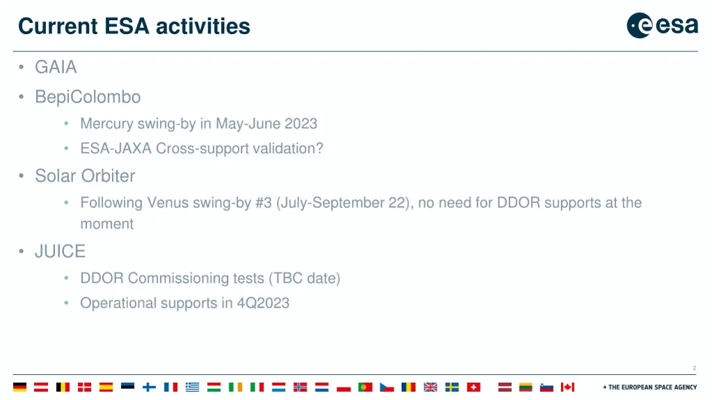 current esa activities