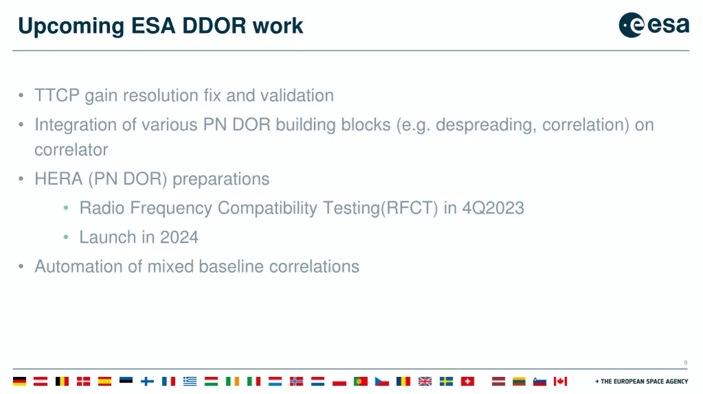 upcoming esa ddor work