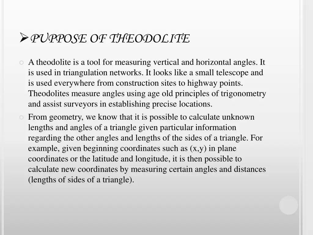 puppose of theodolite