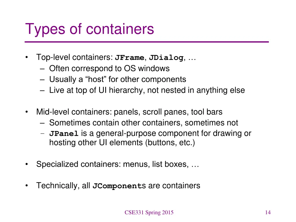 types of containers