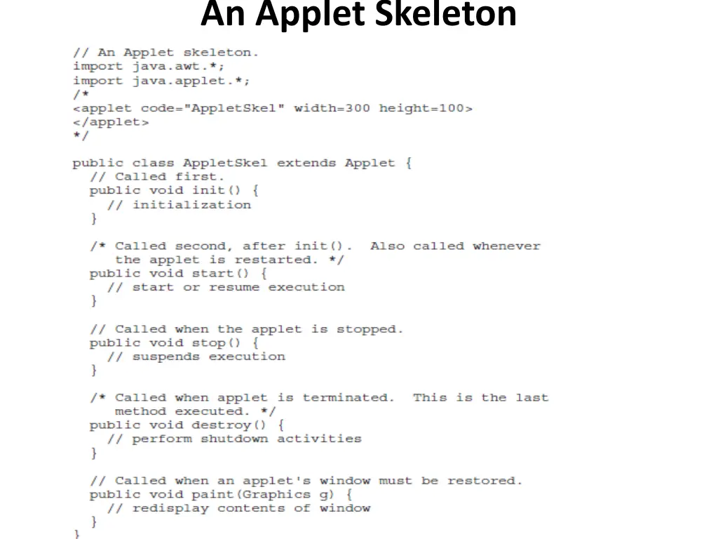 an applet skeleton