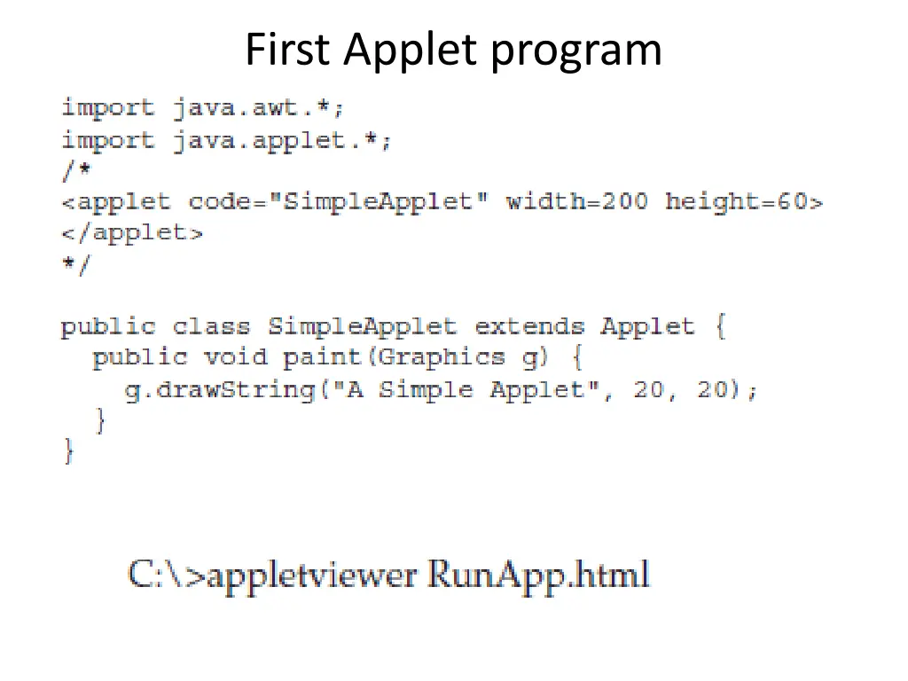 first applet program