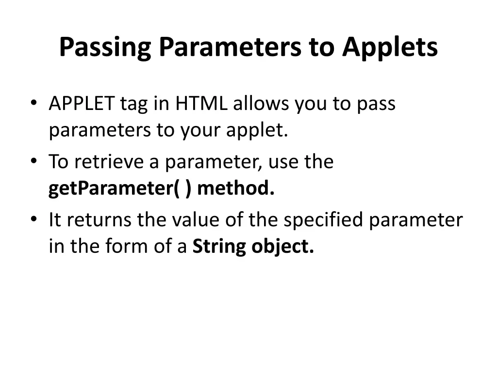 passing parameters to applets