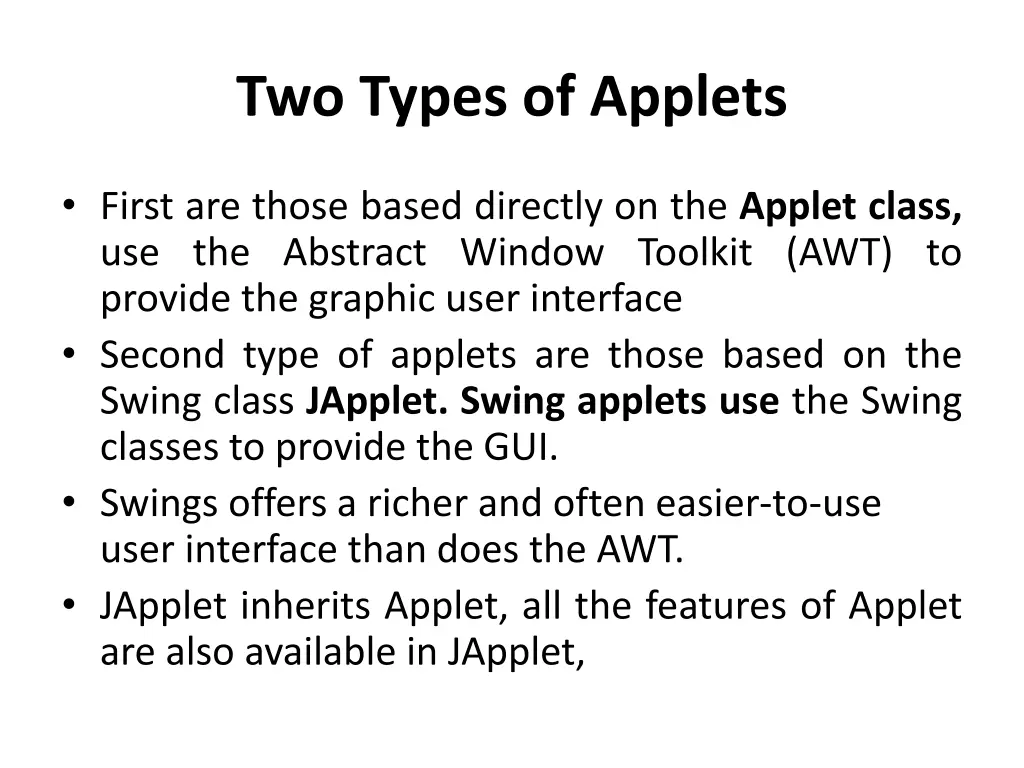 two types of applets