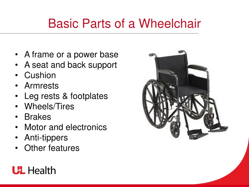 basic parts of a wheelchair