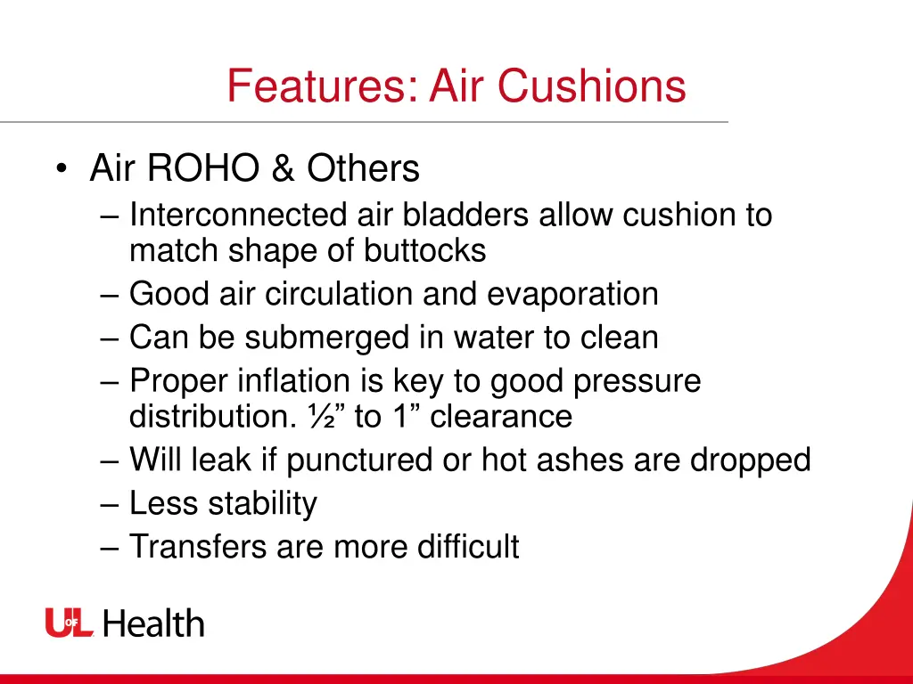 features air cushions