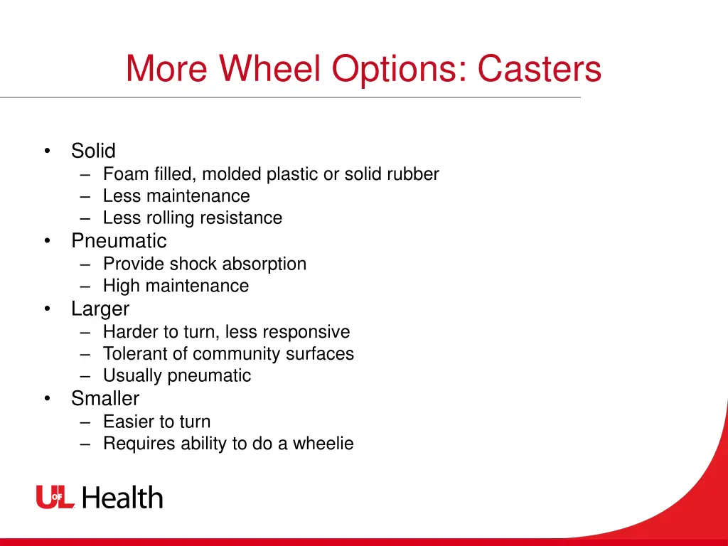 more wheel options casters