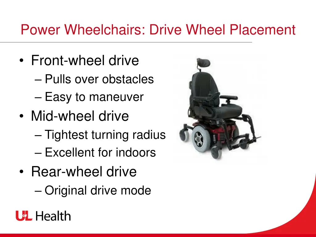 power wheelchairs drive wheel placement