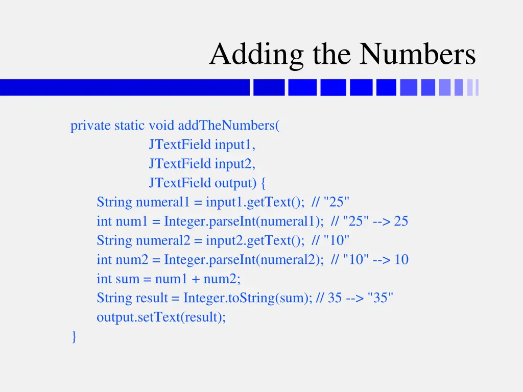 adding the numbers