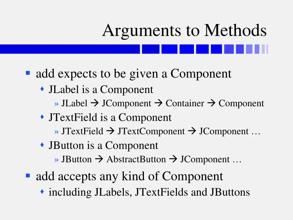 arguments to methods