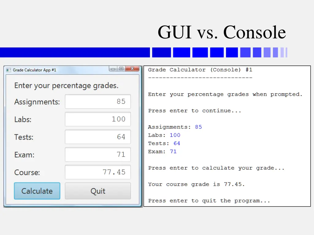 gui vs console