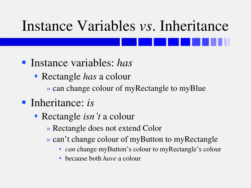 instance variables vs inheritance