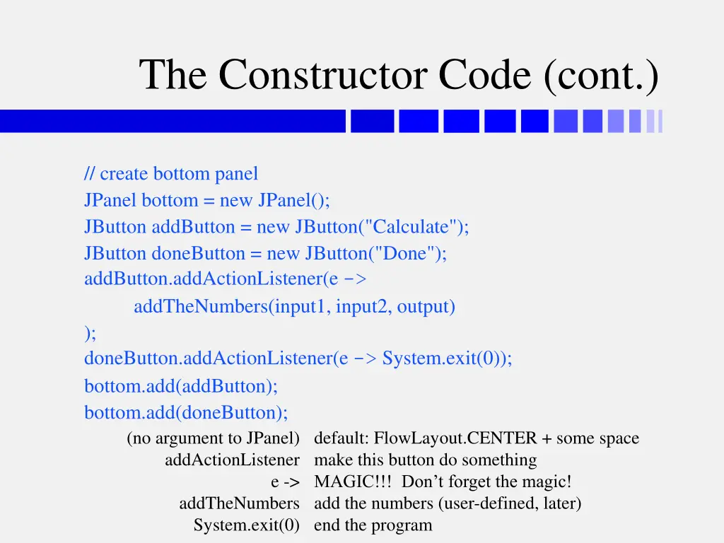 the constructor code cont 1