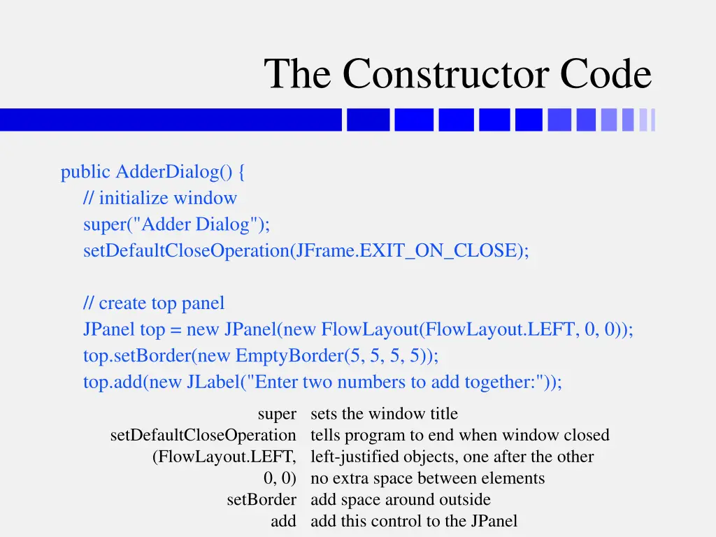 the constructor code