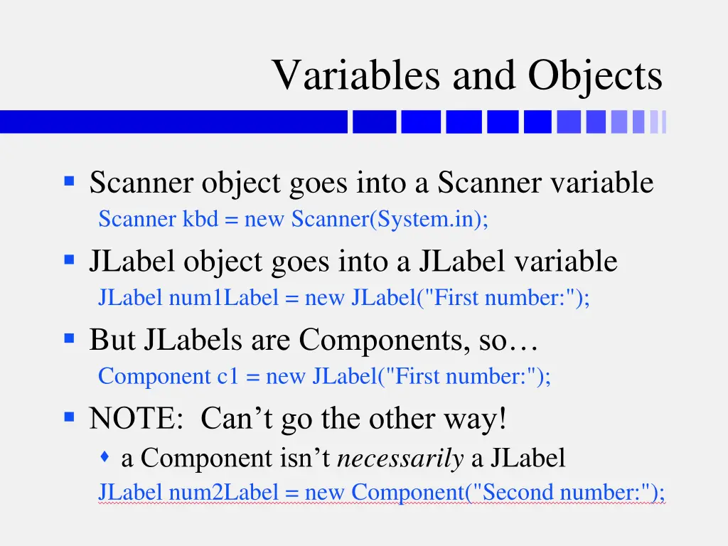 variables and objects