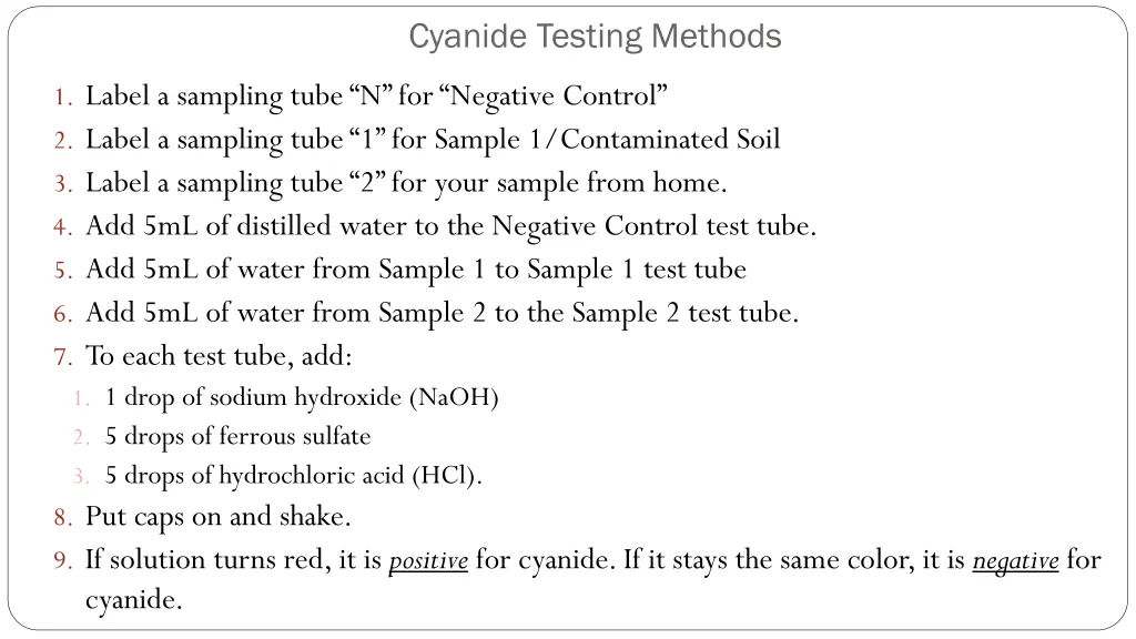 cyanide testing methods