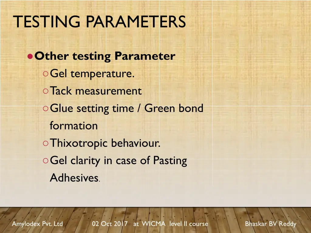 testing parameters 2