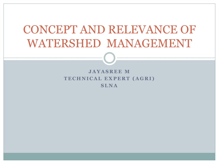 concept and relevance of watershed management